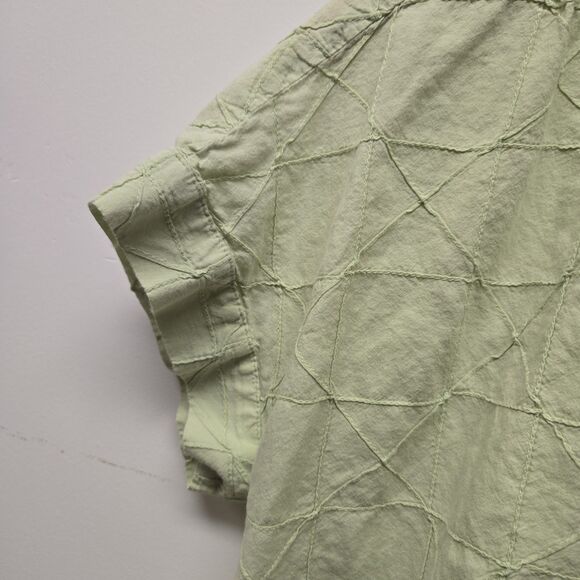 Madewell Hilltop Shirt Geo Texture Button Down Blouse Mint Green sz Small Cotton - Picture 8 of 11